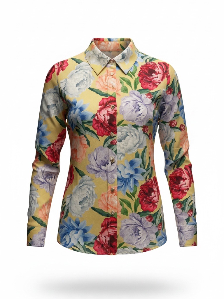 Express Yellow Floral Button-Down Shirt